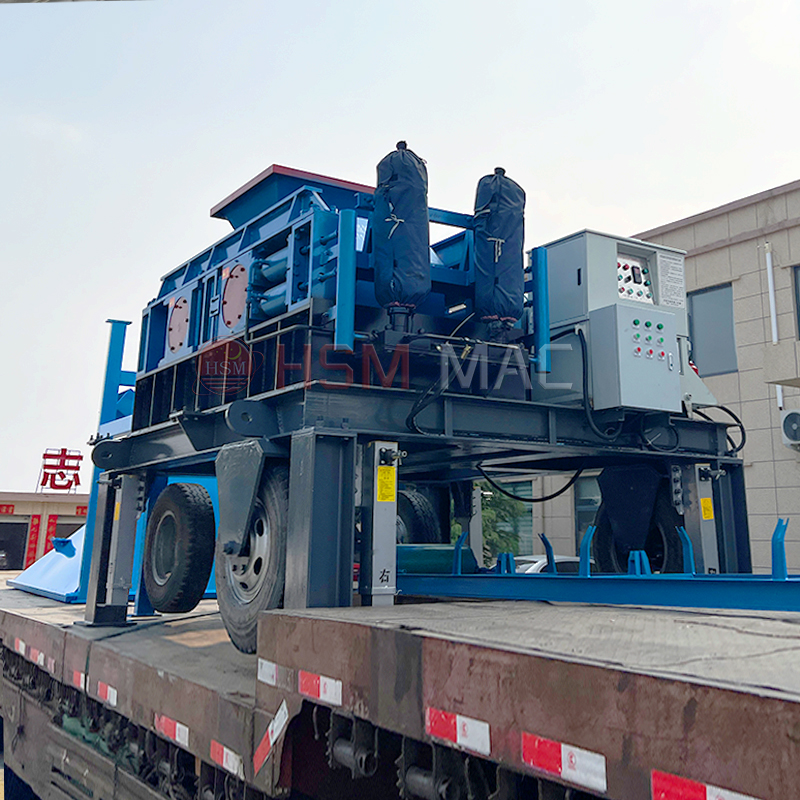 時(shí)產(chǎn)100噸瓜米石移動(dòng)對(duì)輥制砂一體機(jī)型號(hào)怎么選?